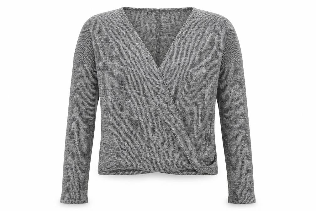 River Island Womens Grey Geometric Viscose Basic Blouse Size 10 V-Neck