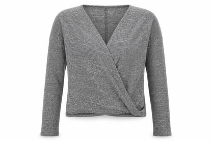 River Island Womens Grey Geometric Viscose Basic Blouse Size 10 V-Neck