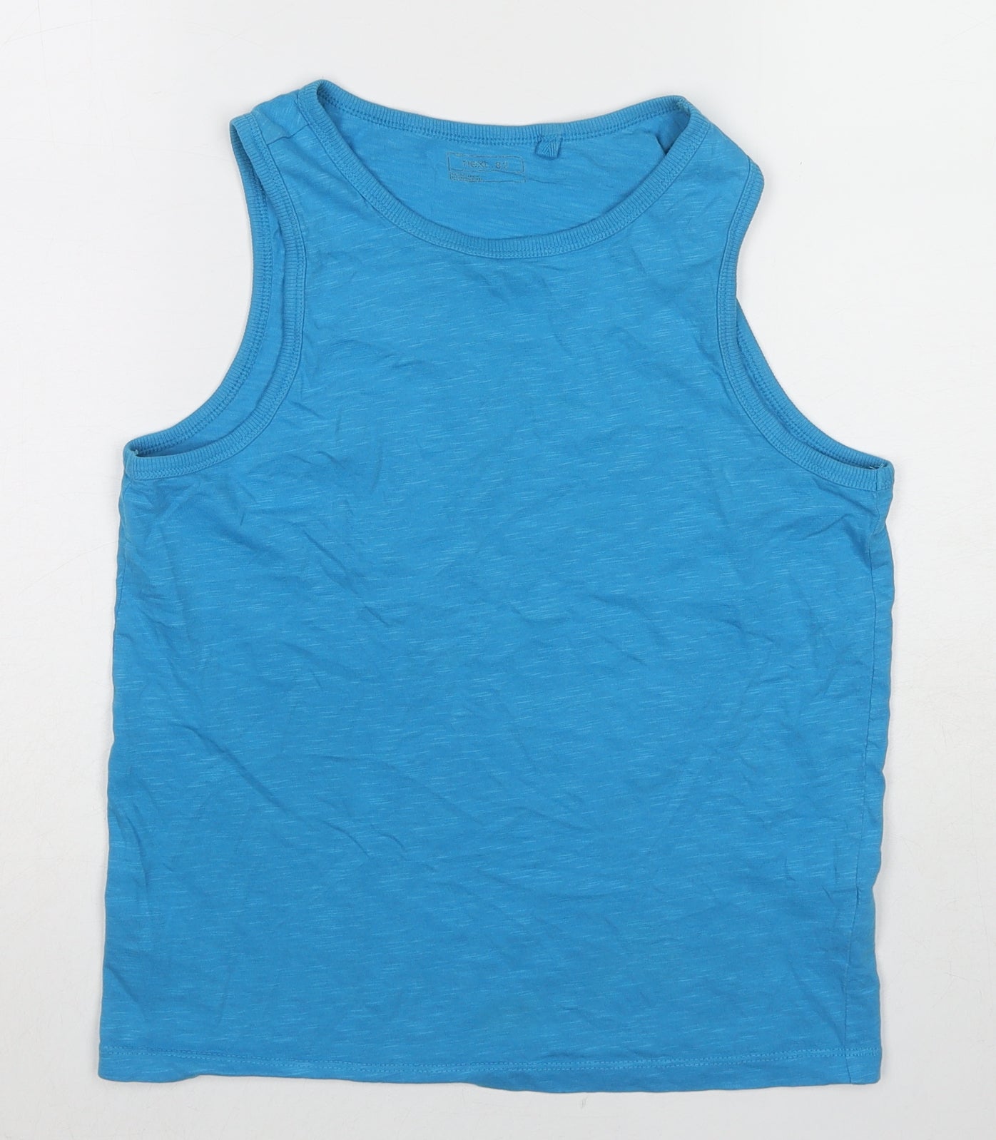 NEXT Boys Blue Cotton Basic Tank Size 11 Years Round Neck Pullover