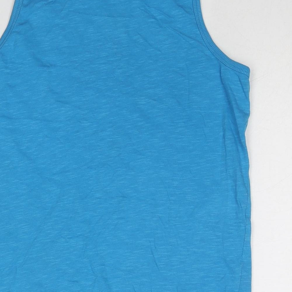 NEXT Boys Blue Cotton Basic Tank Size 11 Years Round Neck Pullover