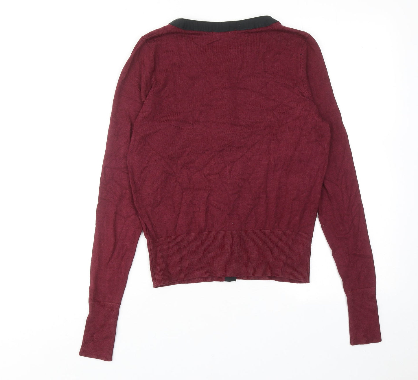 Therapy Womens Red Round Neck Viscose Cardigan Jumper Size M