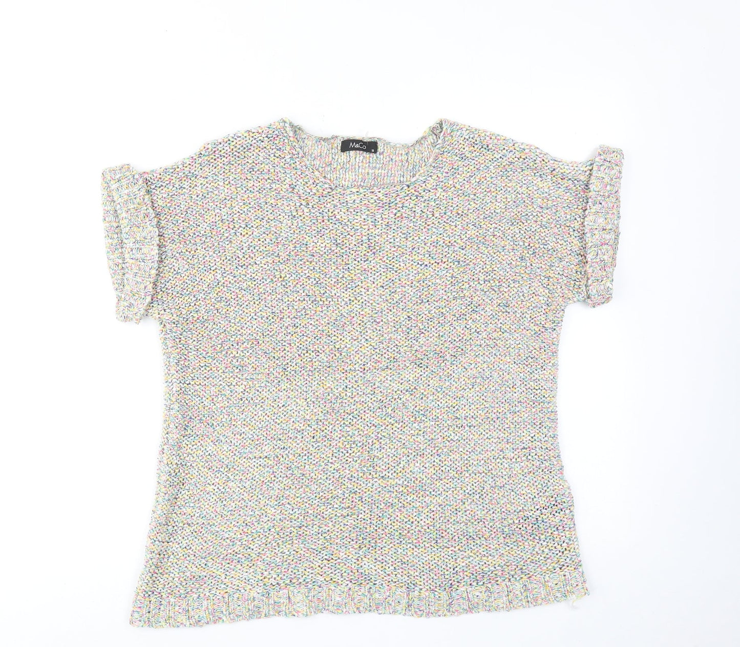 M&Co Womens Multicoloured Round Neck Cotton Pullover Jumper Size 18 Pullover