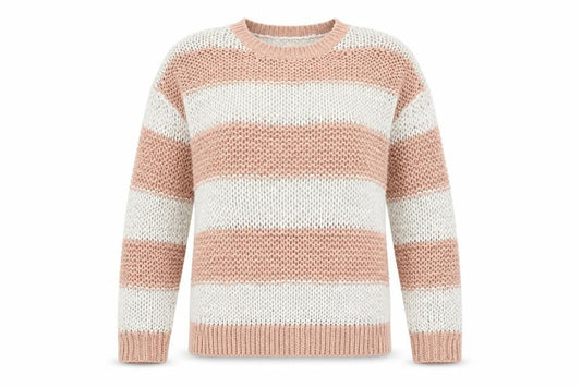 Forever 21 Womens Pink Round Neck Striped Cotton Pullover Jumper Size S