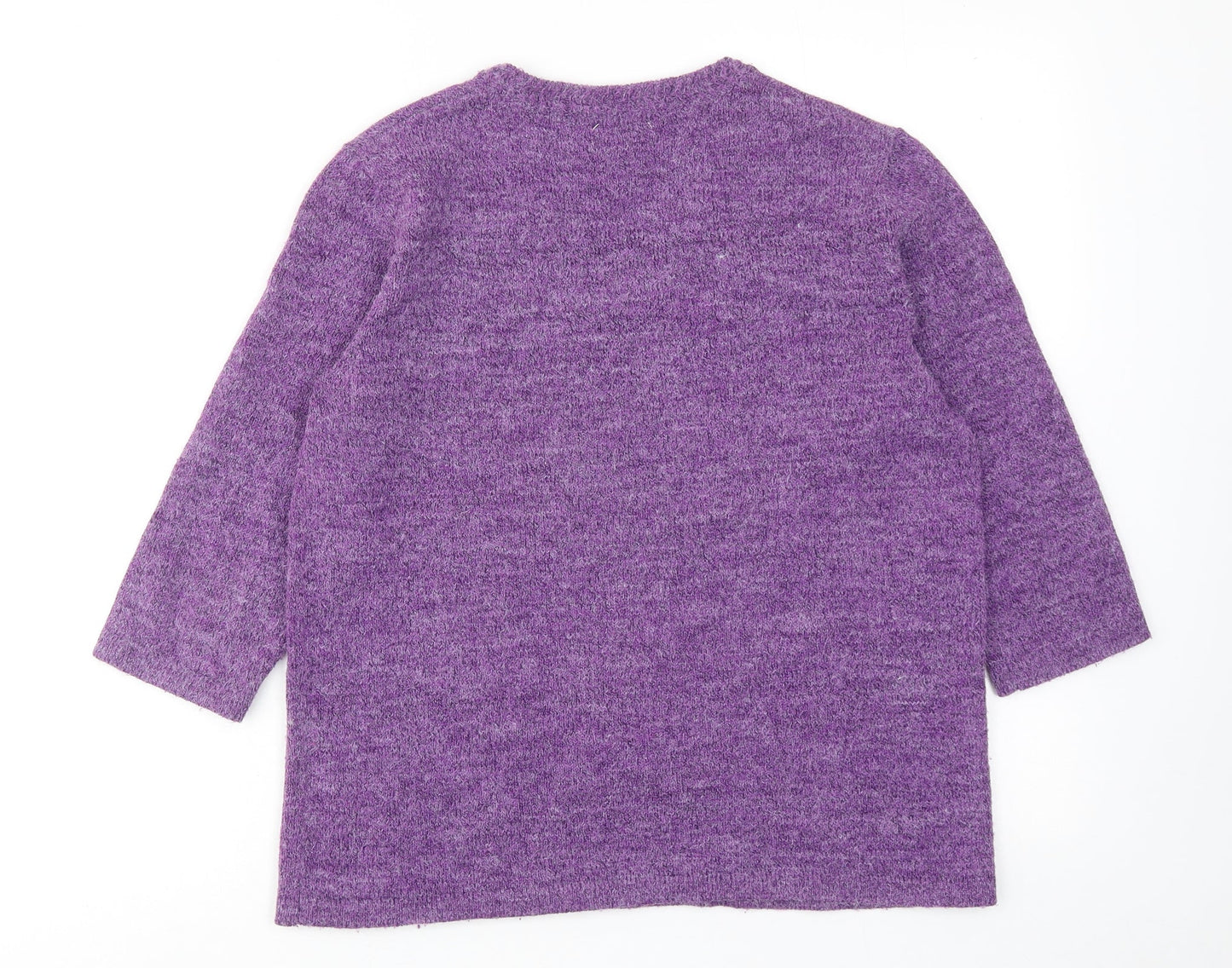Damart Womens Purple V-Neck Acrylic Pullover Jumper Size 10