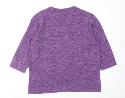 Damart Womens Purple V-Neck Acrylic Pullover Jumper Size 10