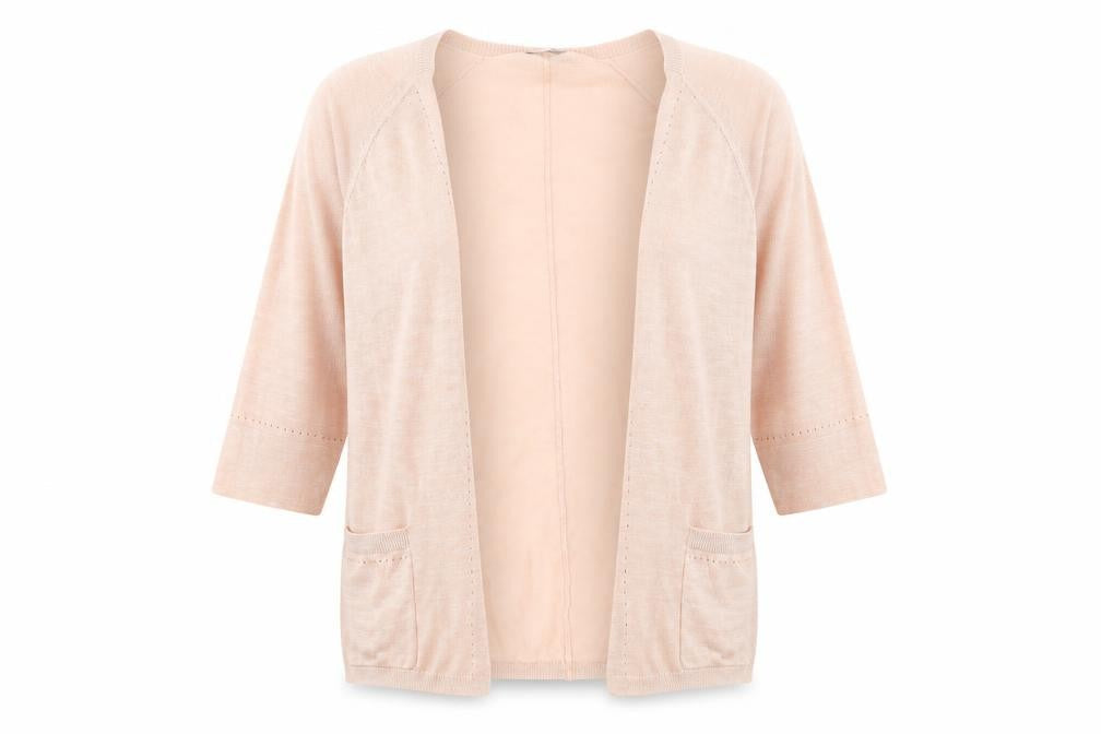 Classics Womens Pink V-Neck Ramie Cardigan Jumper Size 10
