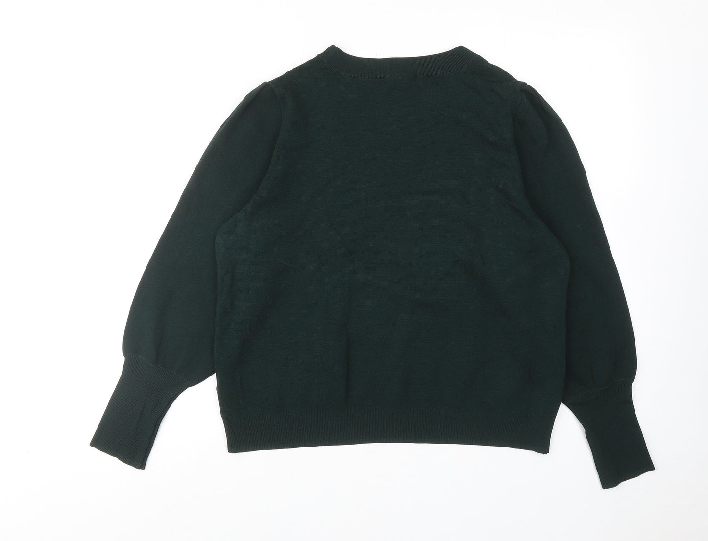 H&M Womens Green Round Neck Viscose Pullover Jumper Size L
