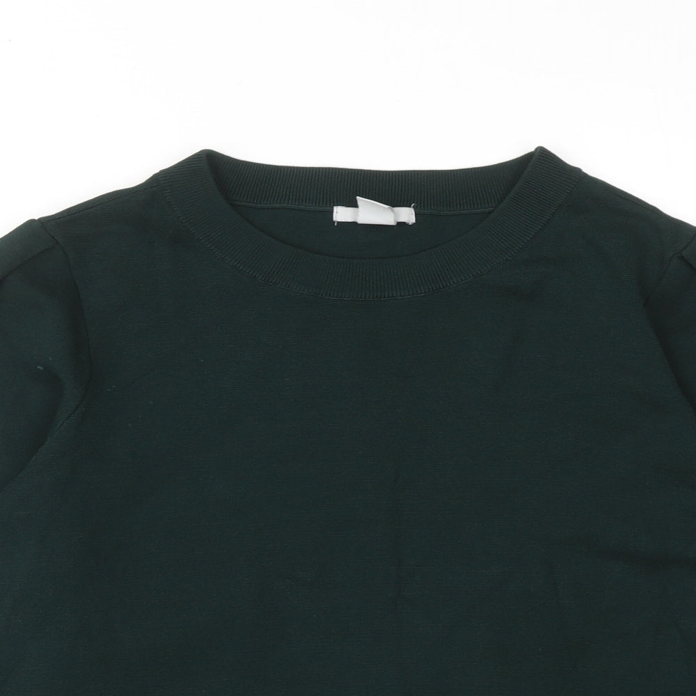 H&M Womens Green Round Neck Viscose Pullover Jumper Size L