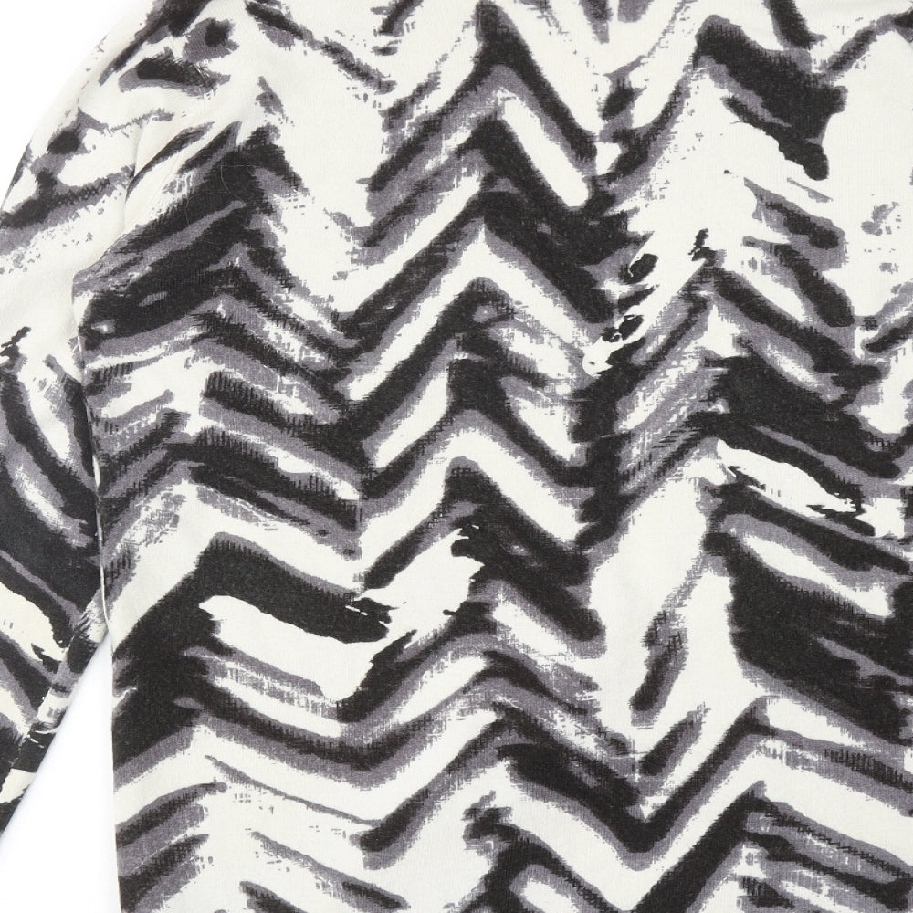 Marks and Spencer Womens Multicoloured V-Neck Geometric Acrylic Cardigan Jumper Size 14