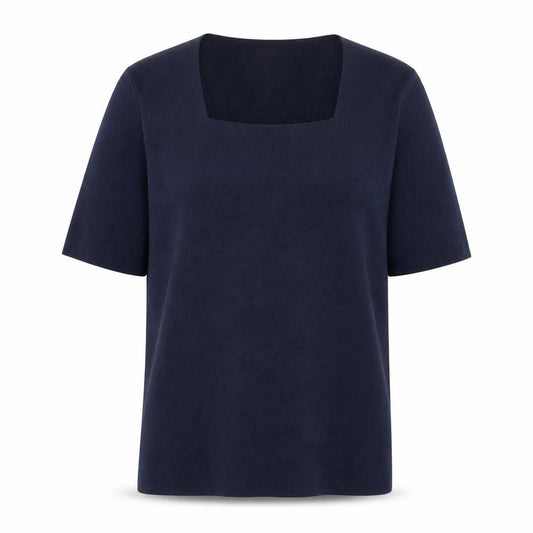 Marks and Spencer Womens Blue Viscose Basic Blouse Size 14 Square Neck