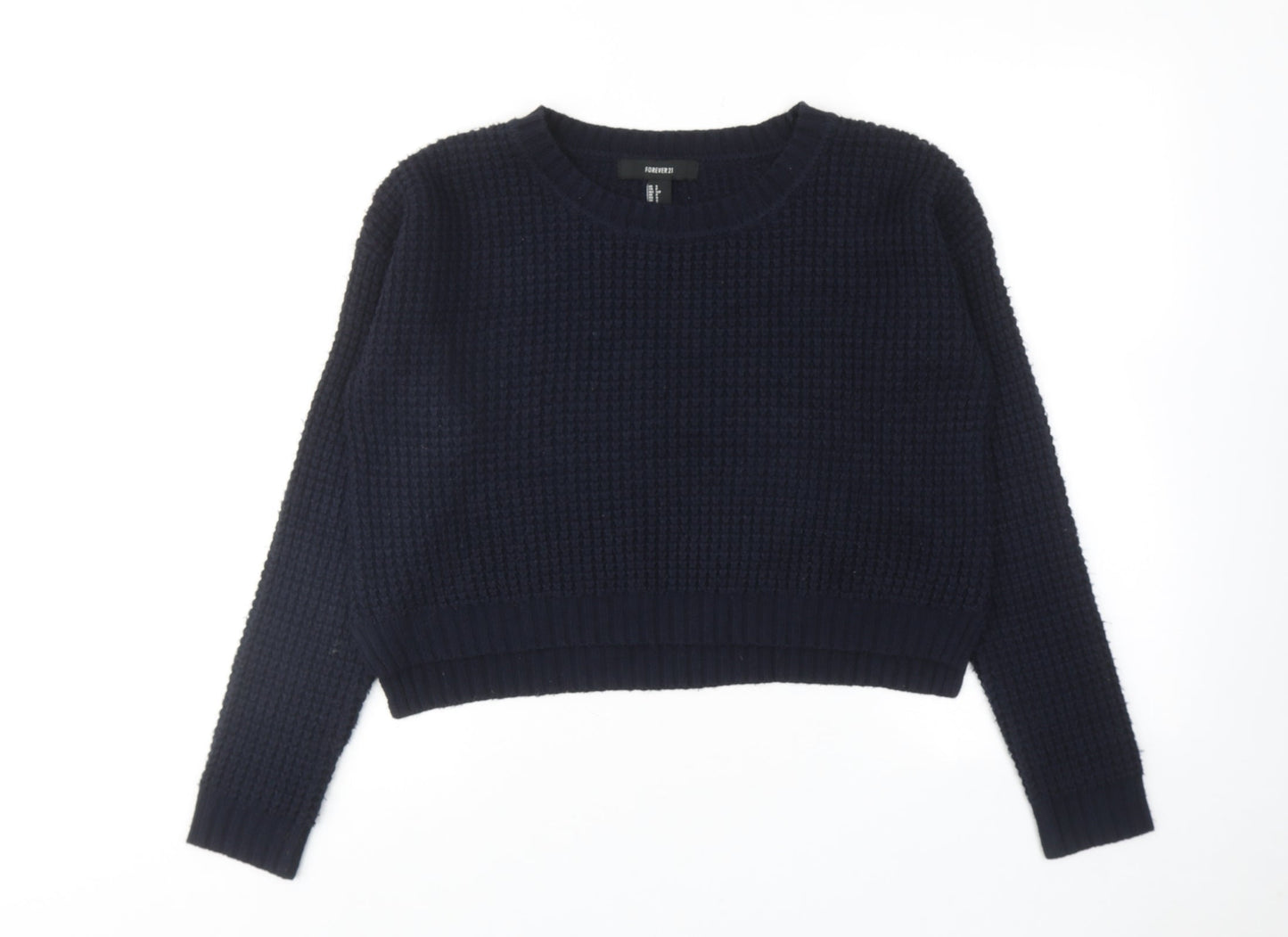 FOREVER 21 Womens Blue Round Neck Acrylic Pullover Jumper Size S