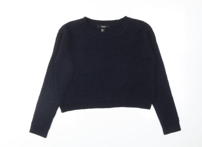 Forever 21 Womens Blue Round Neck Acrylic Pullover Jumper Size S