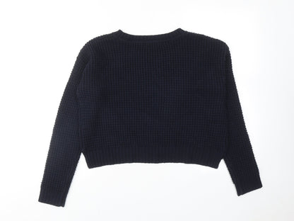 Forever 21 Womens Blue Round Neck Acrylic Pullover Jumper Size S