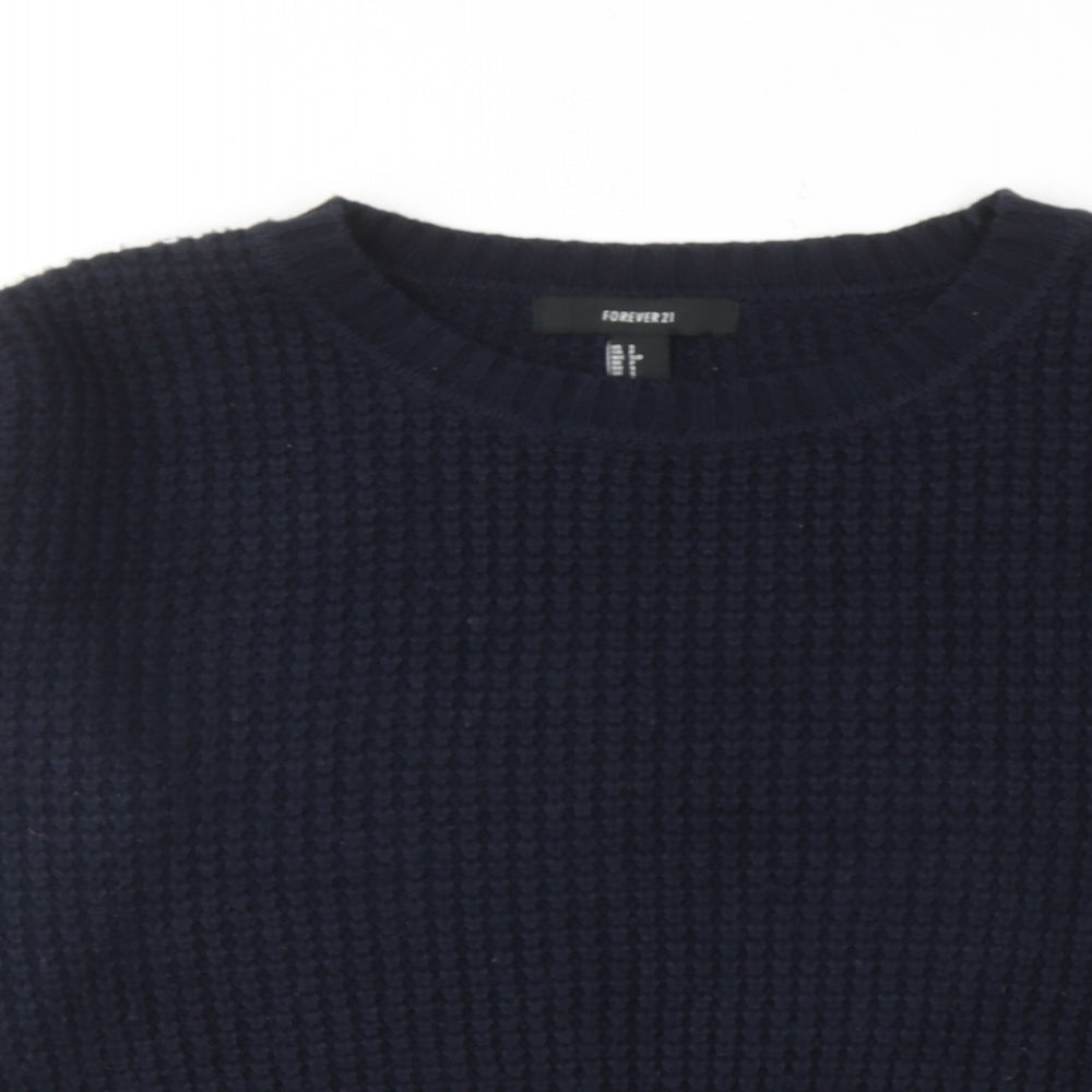 FOREVER 21 Womens Blue Round Neck Acrylic Pullover Jumper Size S