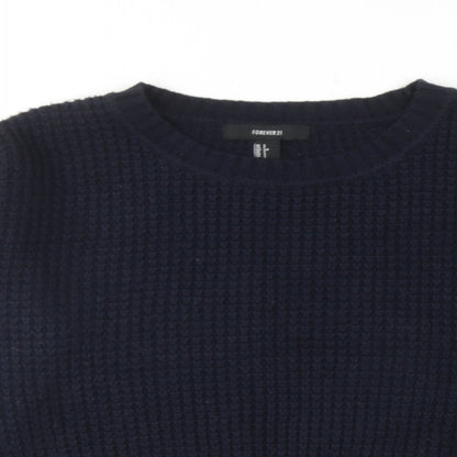 Forever 21 Womens Blue Round Neck Acrylic Pullover Jumper Size S