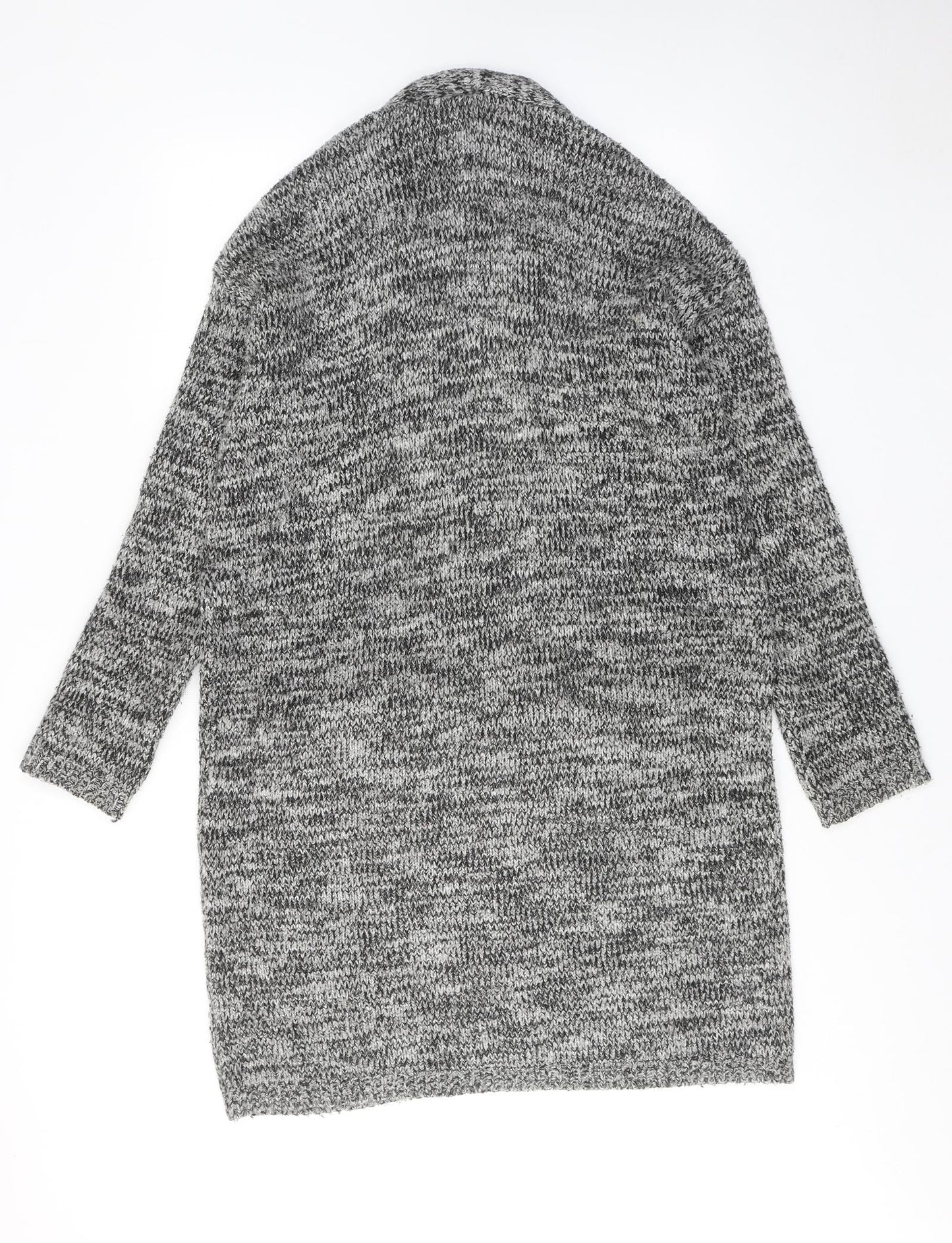 H&M Womens Grey V-Neck Acrylic Full Zip Jumper Size S