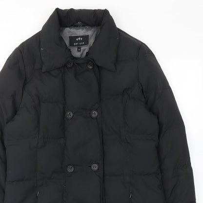 Preloved Per Una Womens Black Quilted Jacket Size M Button - Detail
