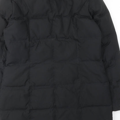 Preloved Per Una Womens Black Quilted Jacket Size M Button - Label