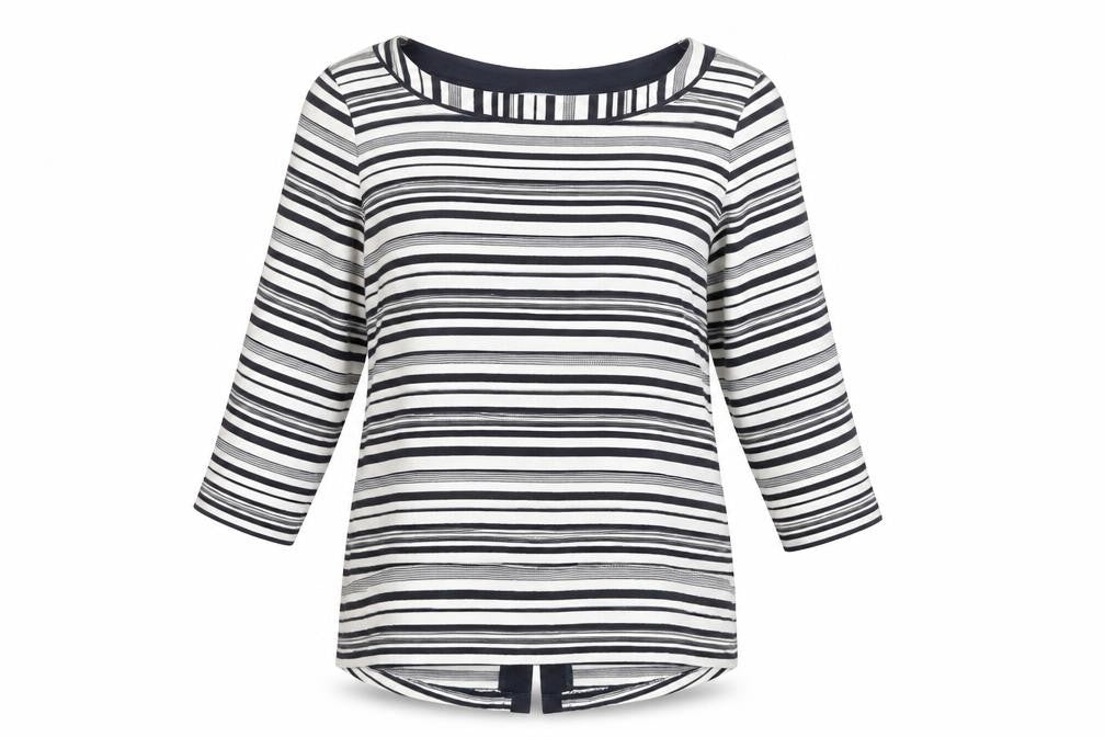 Per Una Womens Multicoloured Striped Viscose Basic Blouse Size 12 Round Neck