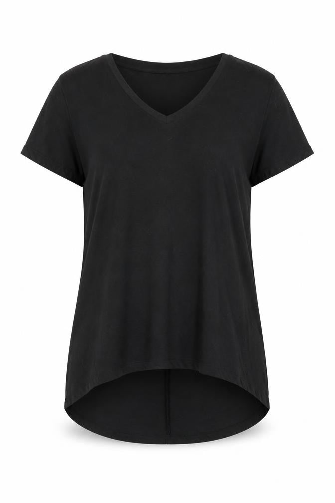 Capsule Womens Black Polyester Basic T-Shirt Size 12 Round Neck
