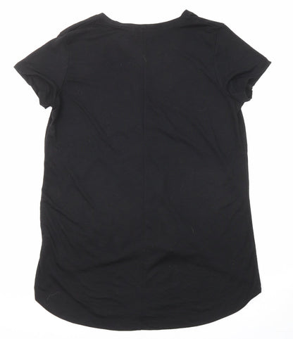 Capsule Womens Black Polyester Basic T-Shirt Size 12 Round Neck