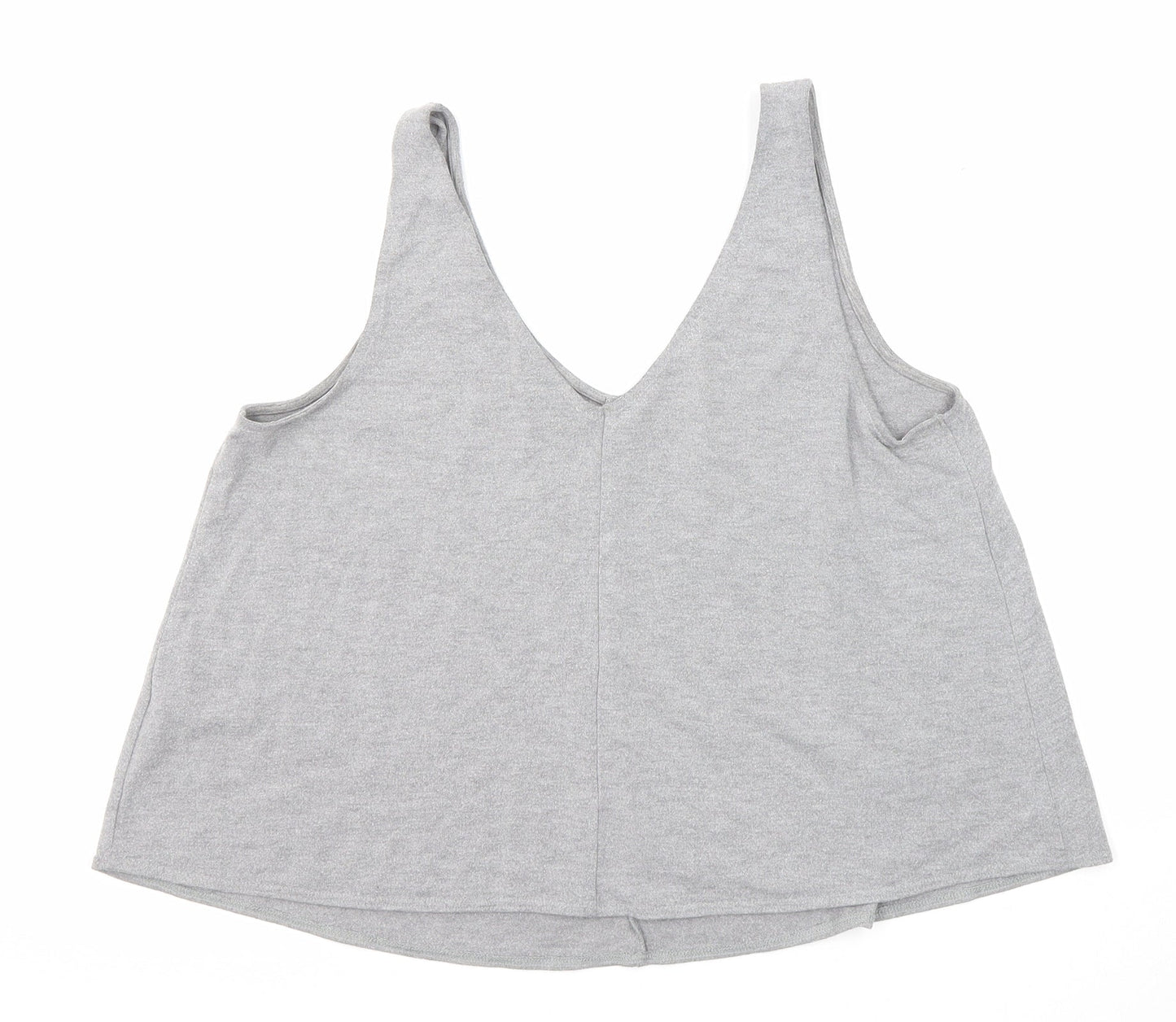 Topshop Womens Grey Polyester Cropped Tank Size 12 V-Neck