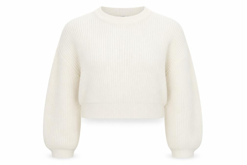 Divided by H&M Womens Ivory Round Neck Acrylic Pullover Jumper Size M - Cropped