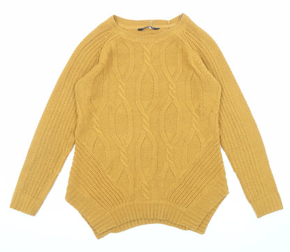 Select Womens Yellow Round Neck Acrylic Pullover Jumper Size 8