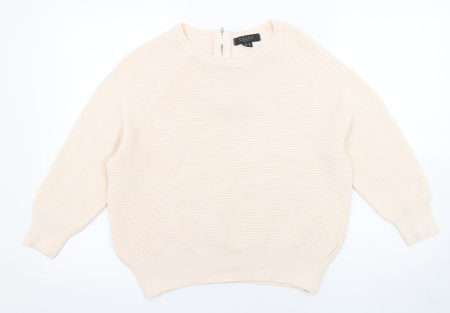 Amara Womens Pink Round Neck Cotton Pullover Jumper Size 16