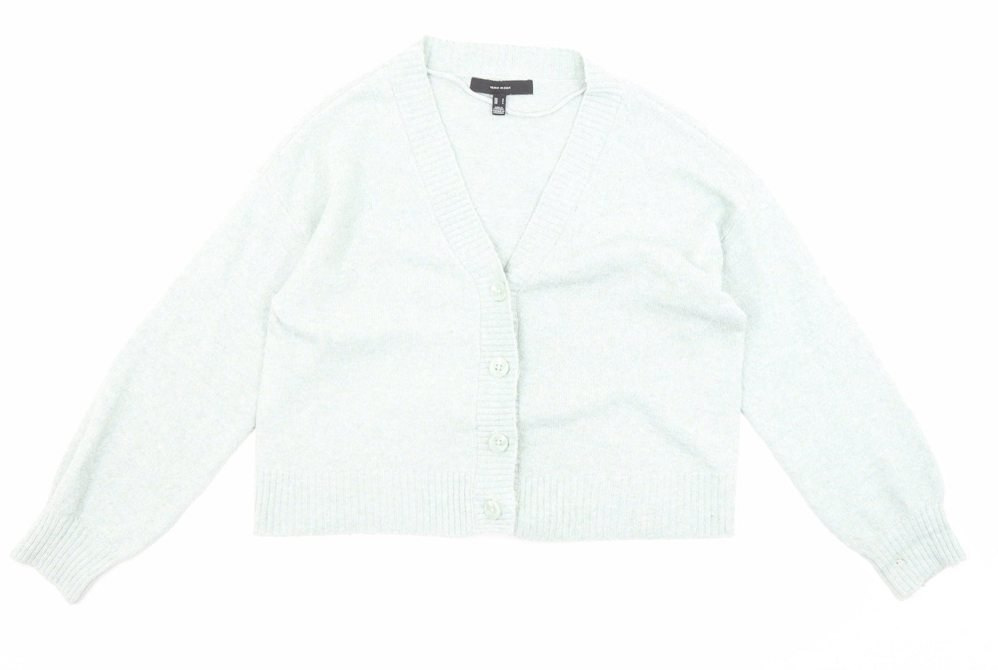 VERO MODA Womens Blue V-Neck Polyester Cardigan Jumper Size S