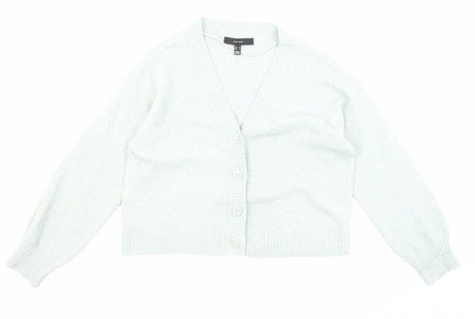 VERO MODA Womens Blue V-Neck Polyester Cardigan Jumper Size S