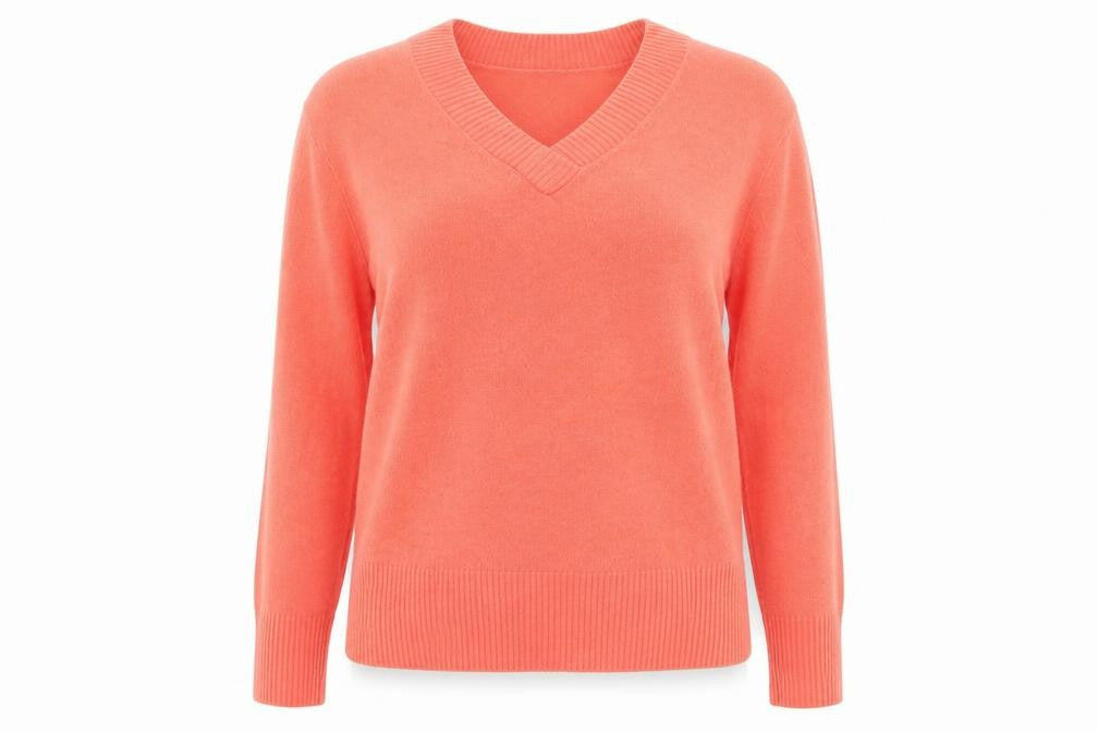 Marks & Spencer Womens Red V-Neck Acrylic Pullover Jumper Size 8