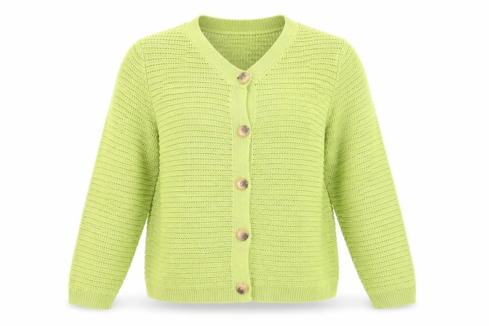 Ange Womens Green Round Neck Cotton Cardigan Jumper Size M - Size M-L