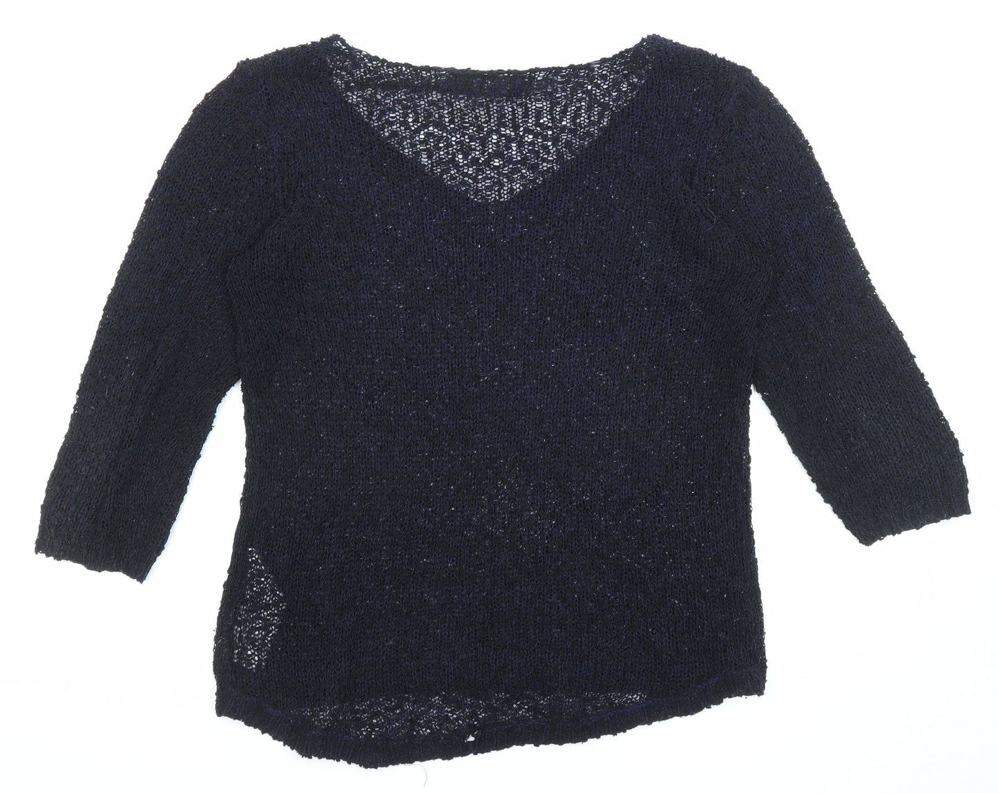Only Womens Black V-Neck Acrylic Pullover Jumper Size S