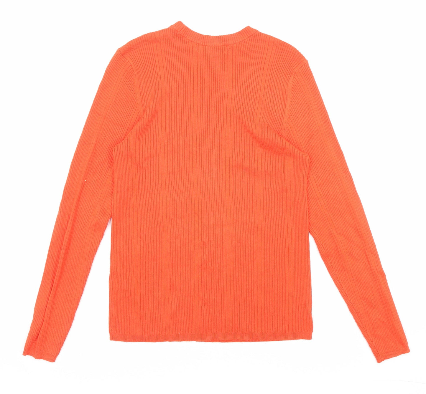 Marks and Spencer Womens Orange Round Neck Viscose Pullover Jumper Size 12