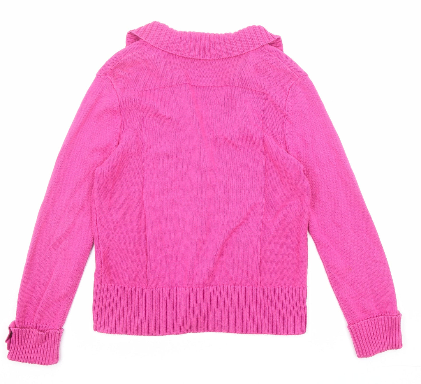 Damart Womens Pink Collared Cotton Cardigan Jumper Size 10 - Size 10-12