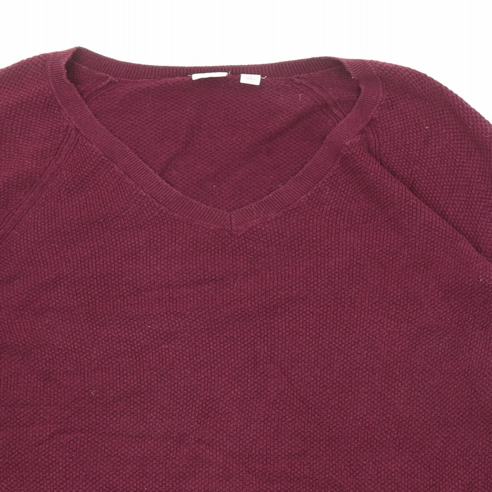 Gap Womens Purple V-Neck Cotton Pullover Jumper Size M
