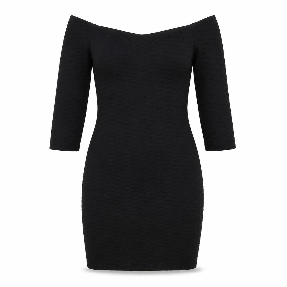 Miss Selfridge Womens Black Polyester Bodycon Size 8 Off the Shoulder Pullover