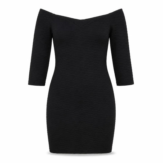 Miss Selfridge Womens Black Polyester Bodycon Size 8 Off the Shoulder Pullover