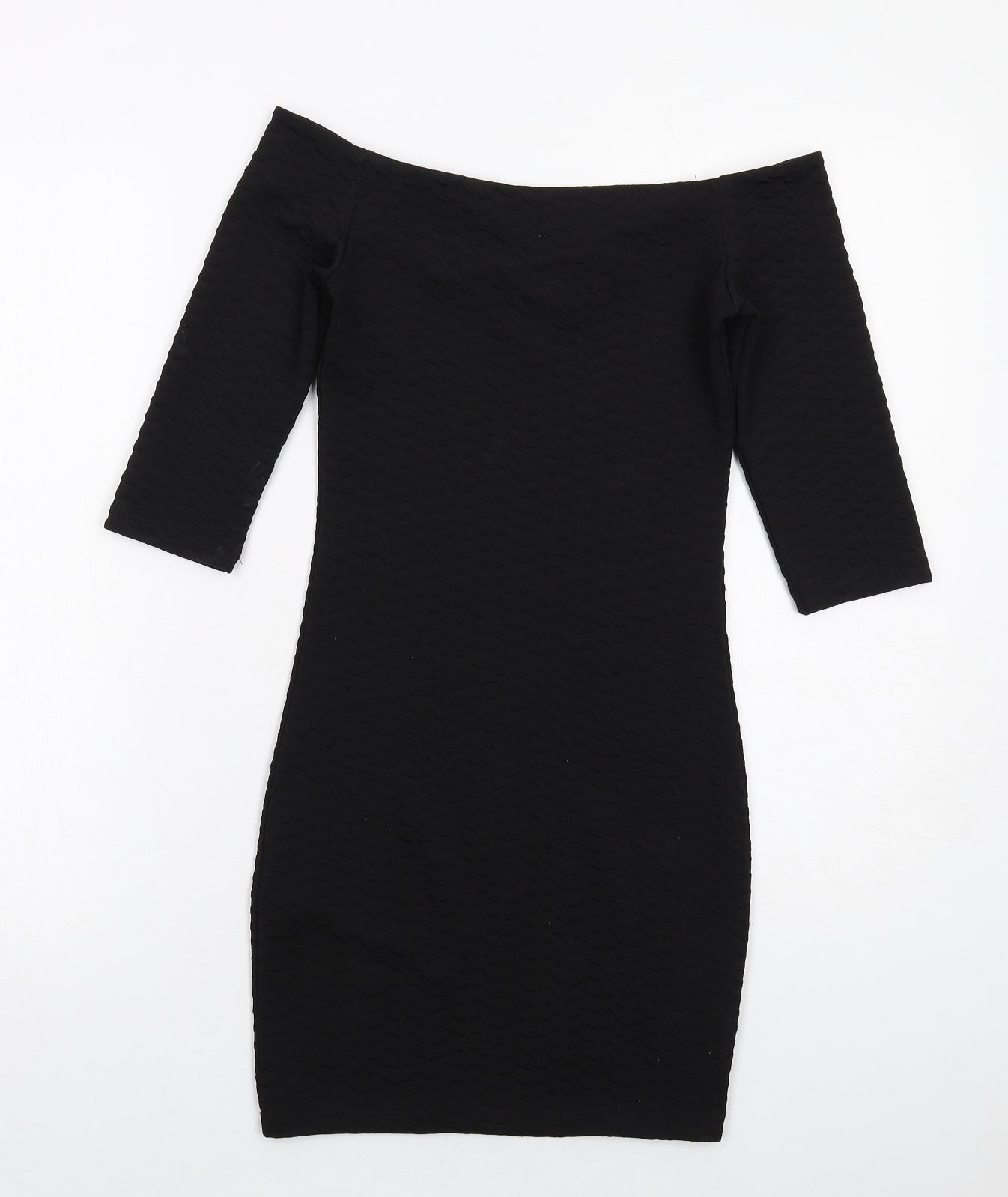 Miss Selfridge Womens Black Polyester Bodycon Size 8 Off the Shoulder Pullover