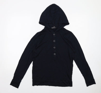 H&M Womens Blue Lyocell Pullover Hoodie Size S Snap
