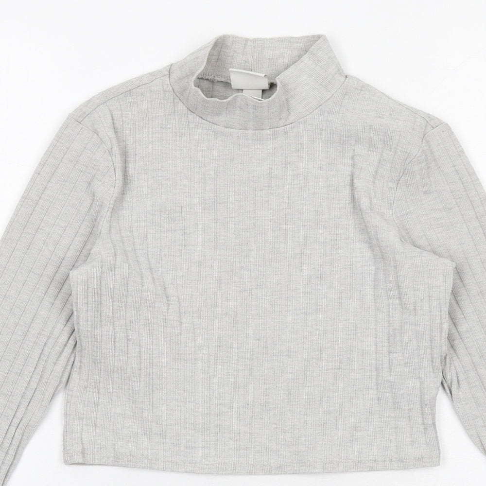 H&M Womens Grey High Neck Polyester Pullover Jumper Size XS