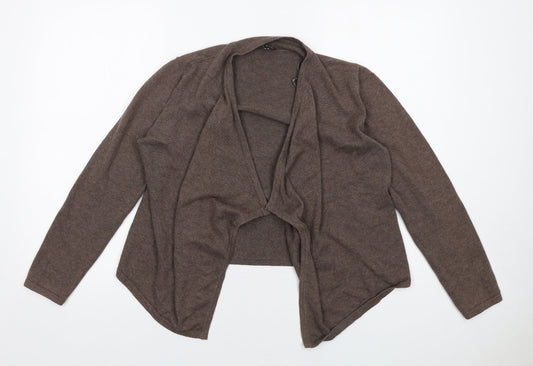 Marble Womens Brown V-Neck Cotton Cardigan Jumper Size S