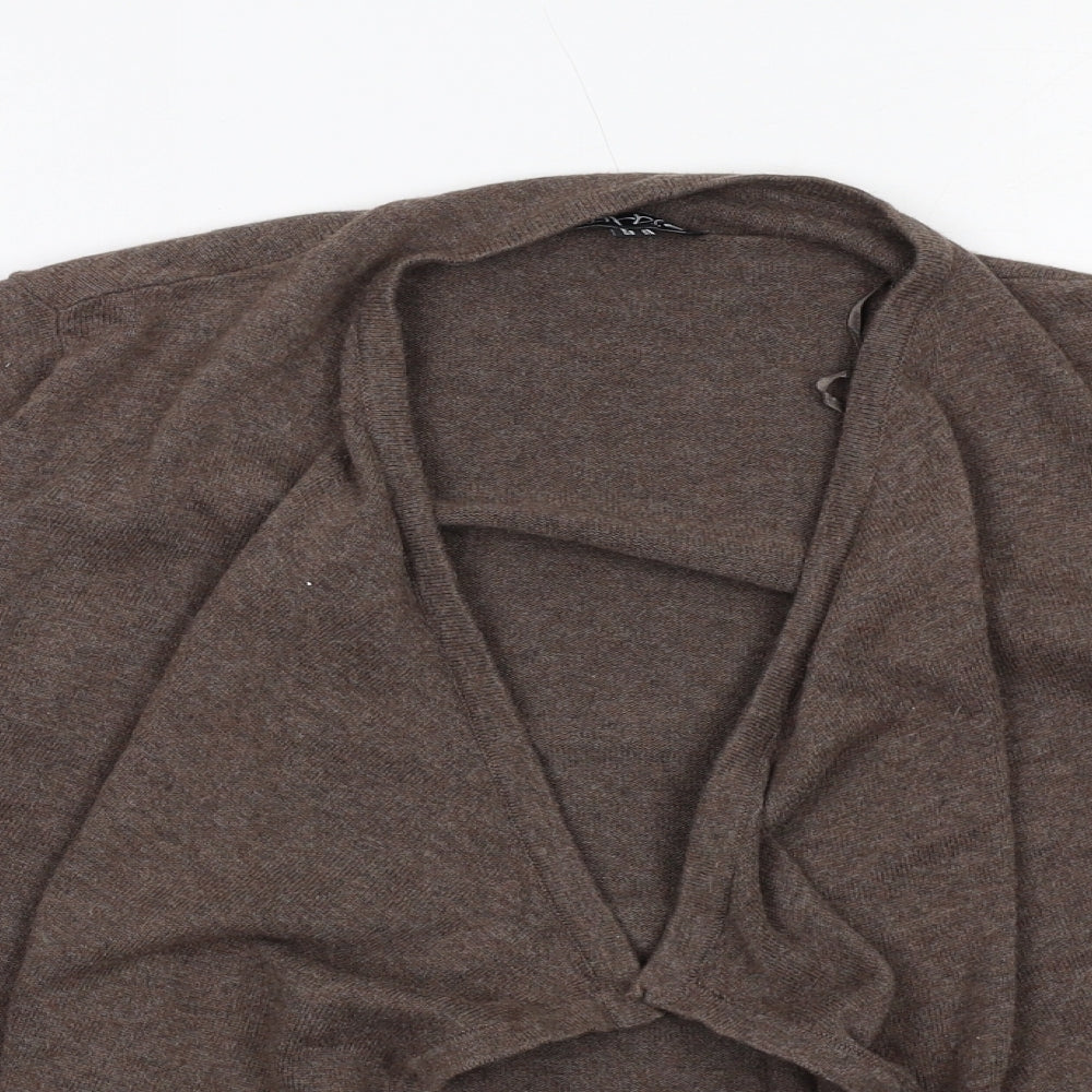 Marble Womens Brown V-Neck Cotton Cardigan Jumper Size S