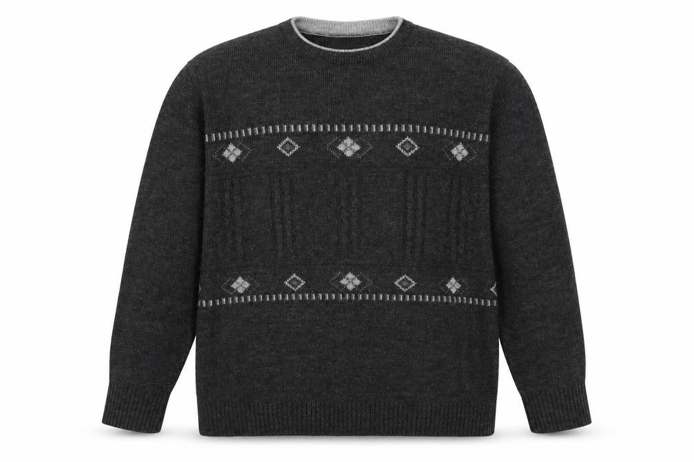 Kingston Mens Grey Round Neck Acrylic Pullover Jumper Size L Long Sleeve