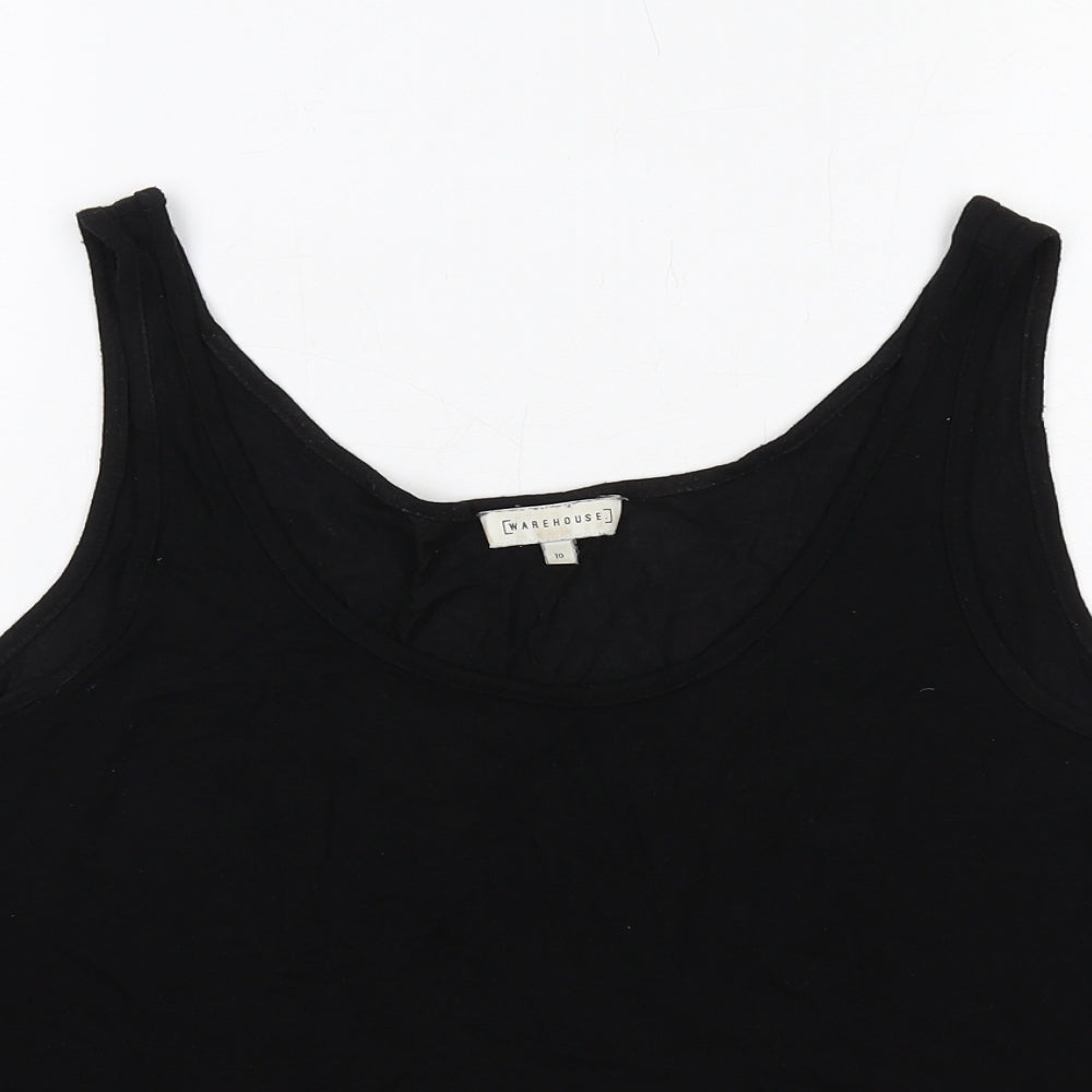Warehouse Womens Black Viscose Basic Tank Size 10 V-Neck