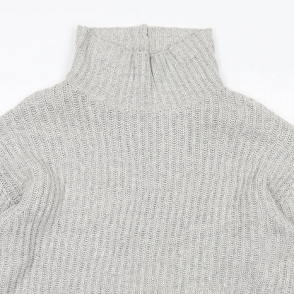 Close-up detail of BDG women’s grey high neck cotton jumper, size S