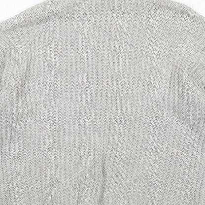 Brand and care label for BDG women’s grey high neck cotton jumper, size S