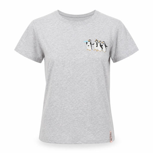 Disney Womens Grey Cotton Basic T-Shirt Size XS Round Neck - Mary Poppins Penguins