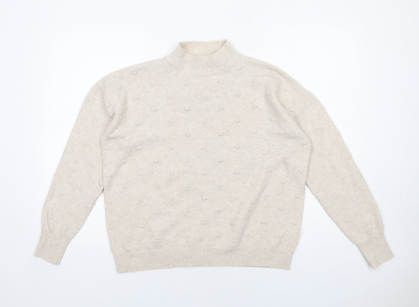 Oasis Womens Beige High Neck Polyester Pullover Jumper Size S